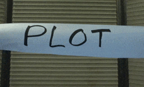 a piece of paper with a handwritten word on it that reads plot