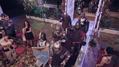 the knight scene shows a group of knights