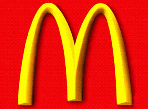blue mcdonald's logo with white lines on it