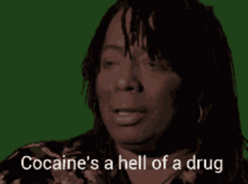 the word coaanne's a hell of a drug was written on a dark picture of a woman with dreads