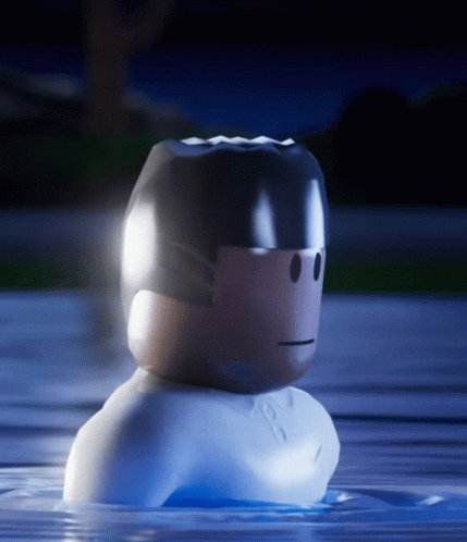an image of a robot toy floating in the water
