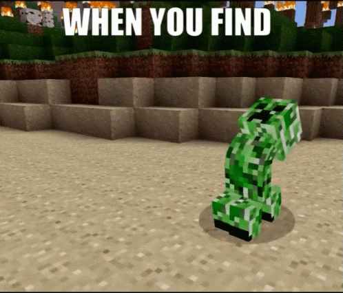 a green number 3 standing in a small minecraft environment