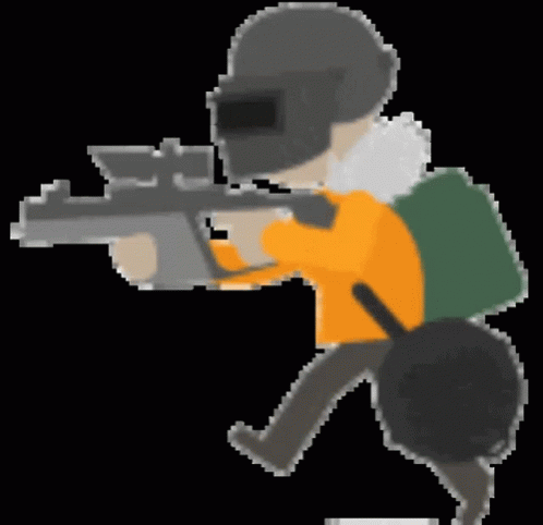 a sticker depicting a man with a gun