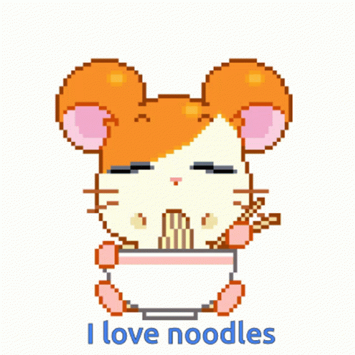 an animal with text i love noodles