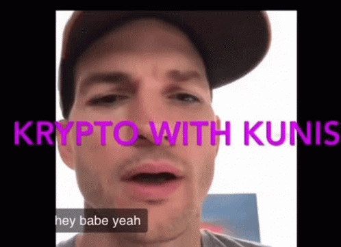 a man looking surprised with the captioning'krypto with kunns '