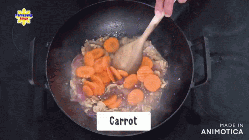the cover of carrots are being cooked in a pan