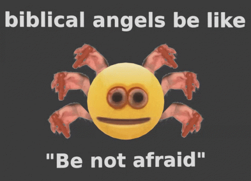 a picture with words above it that reads biblical angels be like be not afraid