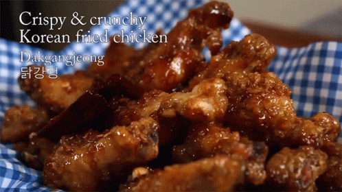 close up po of food item that includes crispy and crunchy korean fried chicken