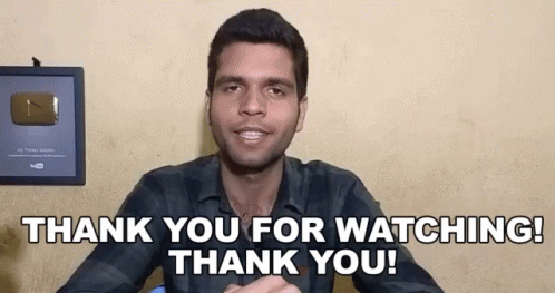 a young man sitting down in a chair has the words thank you for watching