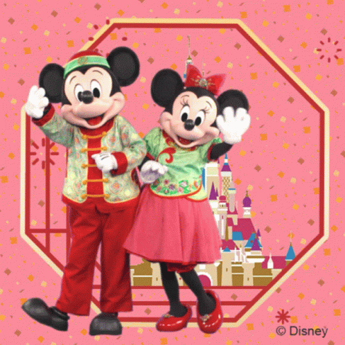 mickey mouse and minnie mouse on purple