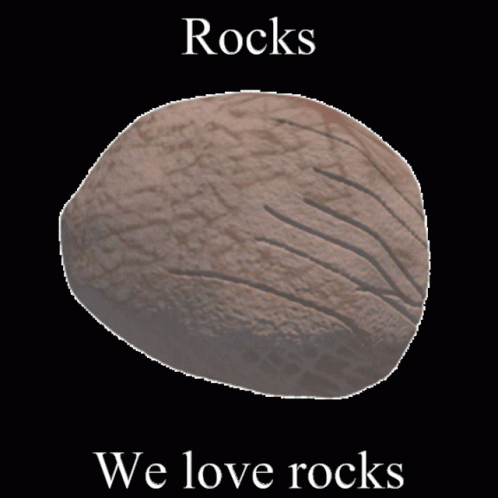 a rock and words on the same side