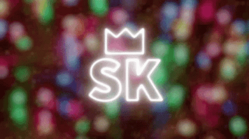 logo for sk by design is shown with colorful lights