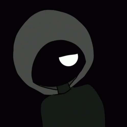 a cartoon character is in the dark with only one eye