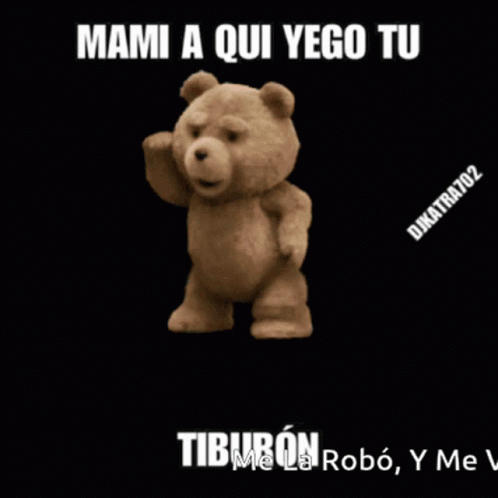 a blue teddy bear with the caption main a ou yego tu