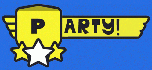 star logo with blue ribbon for pp party