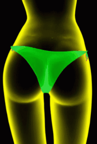 the bottom of a neon green panties is lit up