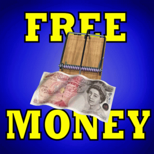 a clip board with a large pile of money over it that says free money