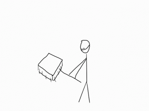 a black and white drawing of a man that has a small house