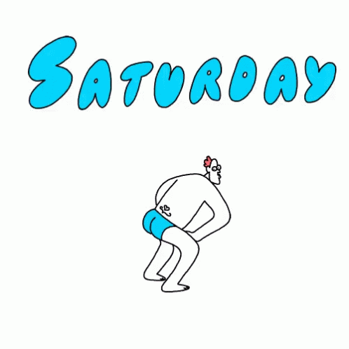 the word saturday written next to a cartoon character