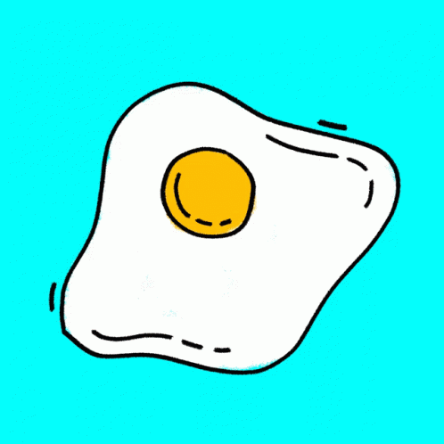 an egg - fryer with a blue dot, on a yellow background