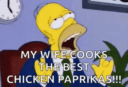 cartoon character saying wife cooks the best chicken parika