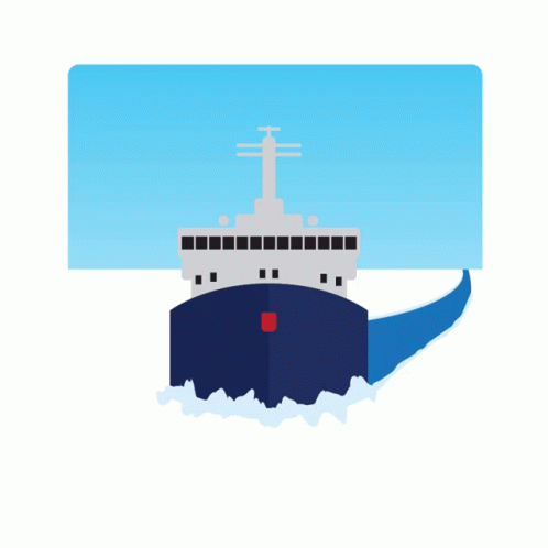 an illustrated picture of a large cargo ship sailing in the ocean