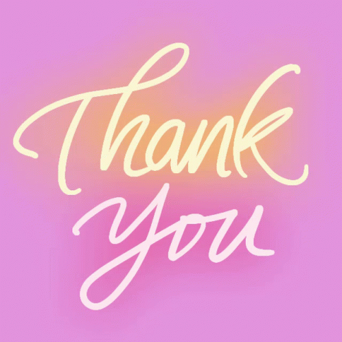 a neon thank you sign on a pink background
