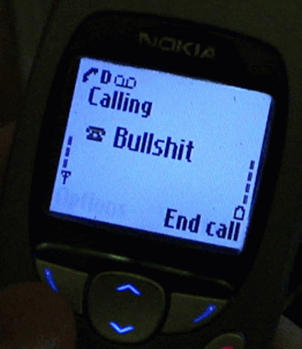 a cell phone is lit up with the text ` calling bull'on the screen