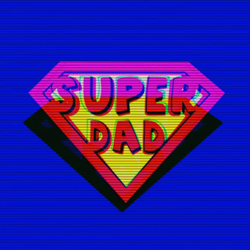an abstract type of text that reads super dad on top of a diamond