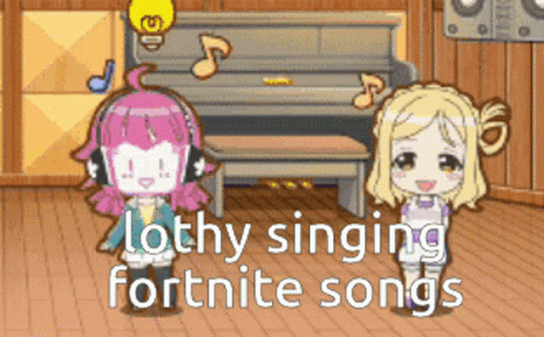 an anime song has two people standing in front of a piano